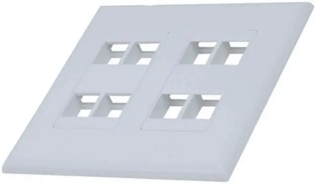 Main image of White 2-Gang Screwless Decora Wall Plate Cover with 4-Port Keystone Jack Insert