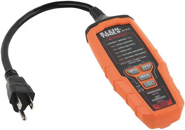 Alt view image 2 of 14 - Klein Tools RT310 AFCI / GFCI Outlet Tester for N.American AC Outlets ETL Listed