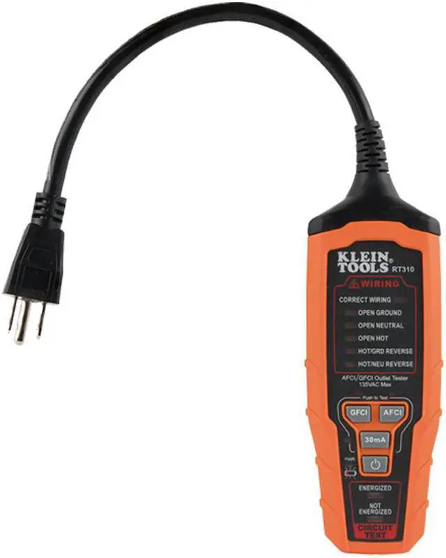 Alt view image 3 of 14 - Klein Tools RT310 AFCI / GFCI Outlet Tester for N.American AC Outlets ETL Listed
