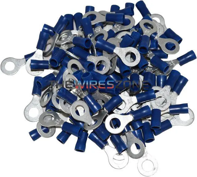 Main image of Install Bay BVRT14 Blue Vinyl 16/14 Gauge 1/4' Insulated Ring Terminal (100/pk)