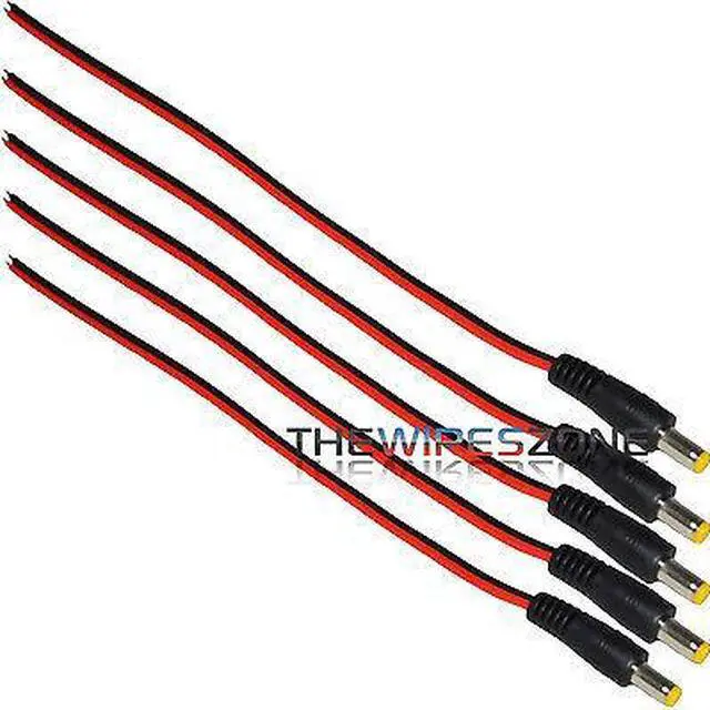 Alt view image 2 of 5 - 530113 12 Volt 8.5" inch DC Male Plug Power Pigtail for CCTV Cameras (5/pk) 12V