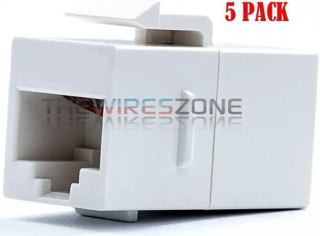 Main image of White RJ45 Female to Female UTP CAT5e CAT6 Keystone Jack Inline Coupler (5/pack)