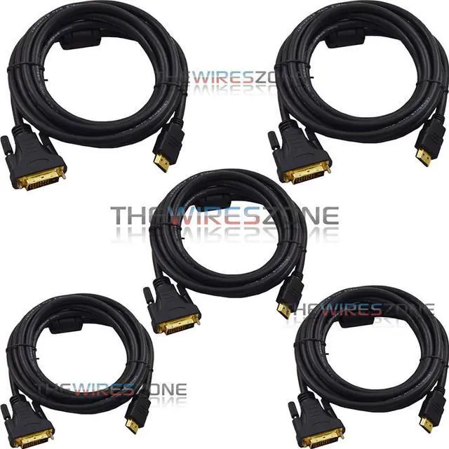 Main image of Premium 14ft HDMI Male to DVI Male Gold Adapter Cable HDTV 1080p LED LCD (5/pk)