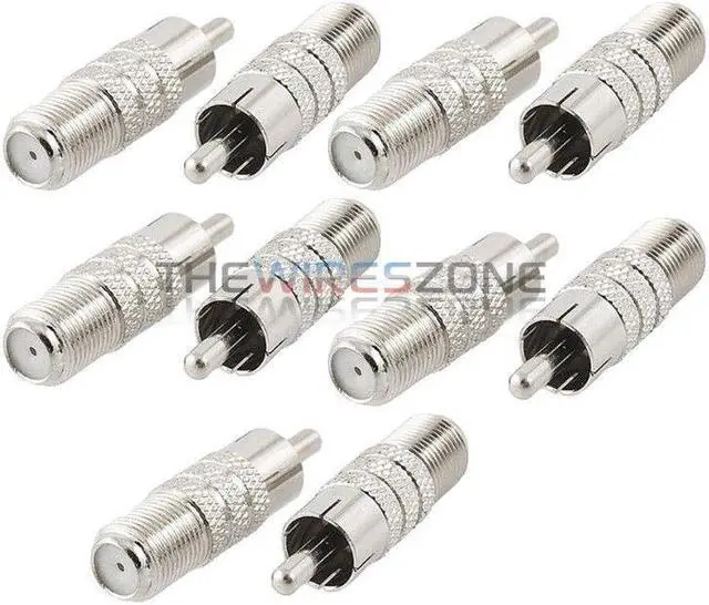 Alt view image 2 of 4 - Coaxial Audio/Video F-Type Female to RCA Male RF Plug Adapter Connector (10/pk)