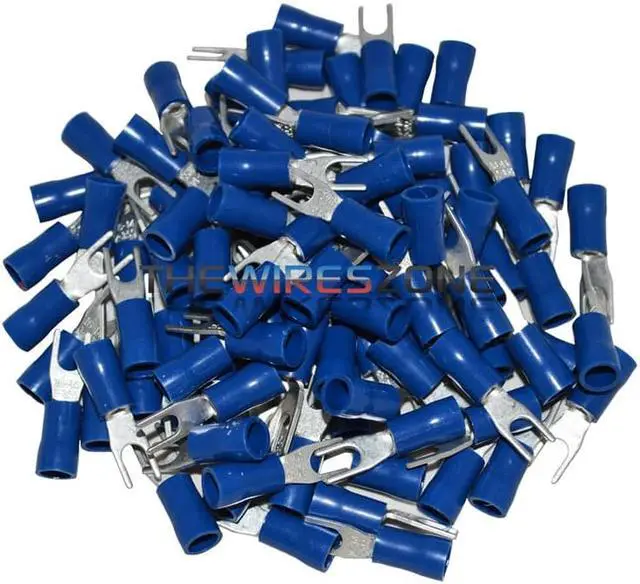 Alt view image 5 of 7 - The Install Bay BVST6 Blue Vinyl 16-14 Gauge #6 Spade Terminal (100/pack)