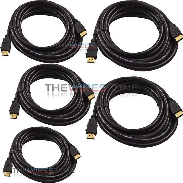 Main image of Male HDMI to HDMI 9ft AV Cable w/ Ethernet for HDTV DVD PC 1080p 1080i 4K (5/pk)