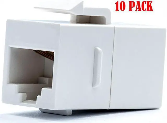 Alt view image 2 of 4 - White RJ45 Female to Female UTP CAT5e CAT6 Keystone Jack Inline Coupler (10/pk)