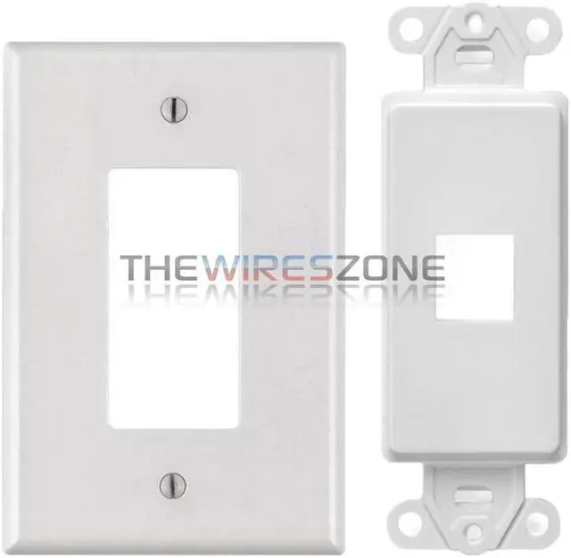 Alt view image 3 of 4 - White 1 Port Decora Keystone Snap-in Jack Modular Wall Insert Cover Plate (1/pk)