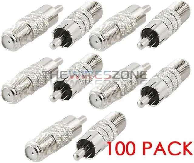 Alt view image 4 of 6 - Coaxial Audio/Video F-Type Female to RCA Male RF Plug Adapter Connector (100/pk)