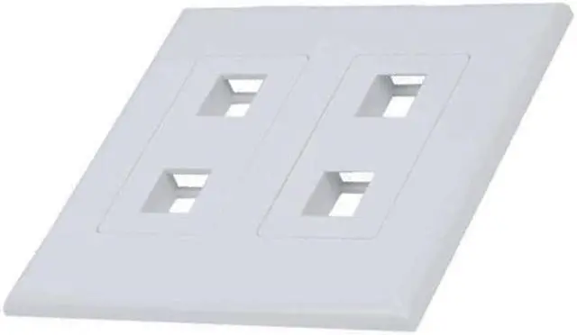 Alt view image 3 of 5 - White 2-Gang Screwless Decora Wall Plate Cover with 2-Port Keystone Jack Insert