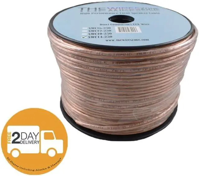 Alt view image 3 of 6 - Car Home Audio Speaker Wire Transparent Clear Cable 14AWG 250ft 14/2 Gauge