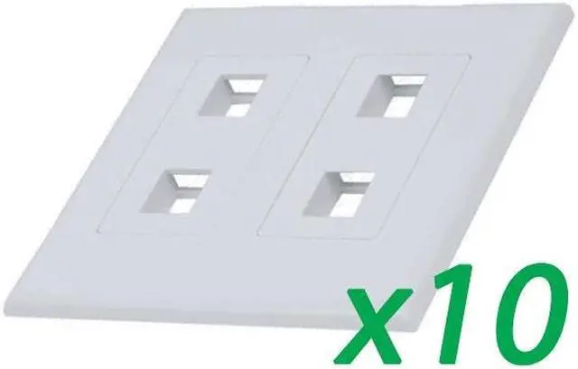 Alt view image 3 of 5 - 10X White 2-Gang Screwles Decora Wall Plate Cover w/ 2-Port Keystone Jack Insert