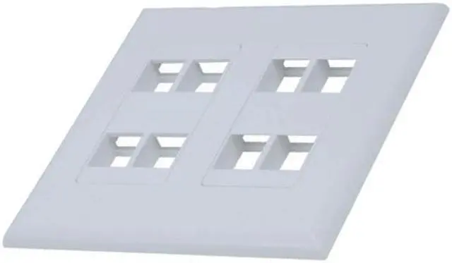 Alt view image 3 of 5 - White 2-Gang Screwless Decora Wall Plate Cover with 4-Port Keystone Jack Insert