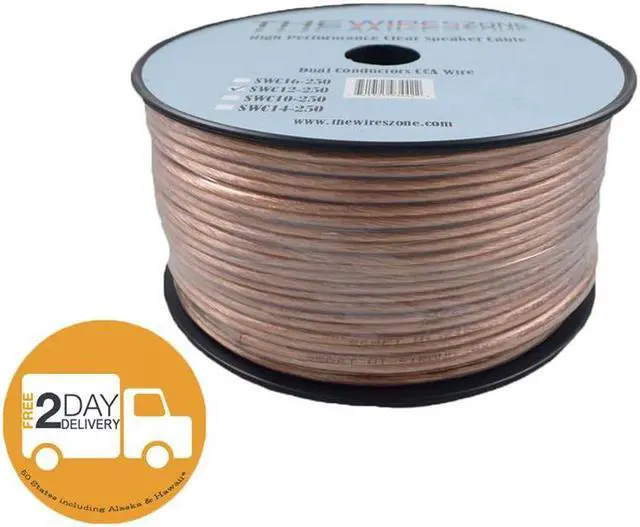 Alt view image 4 of 7 - Car Home Audio Speaker Wire Transparent Clear Cable 12AWG 250ft 12/2 Gauge