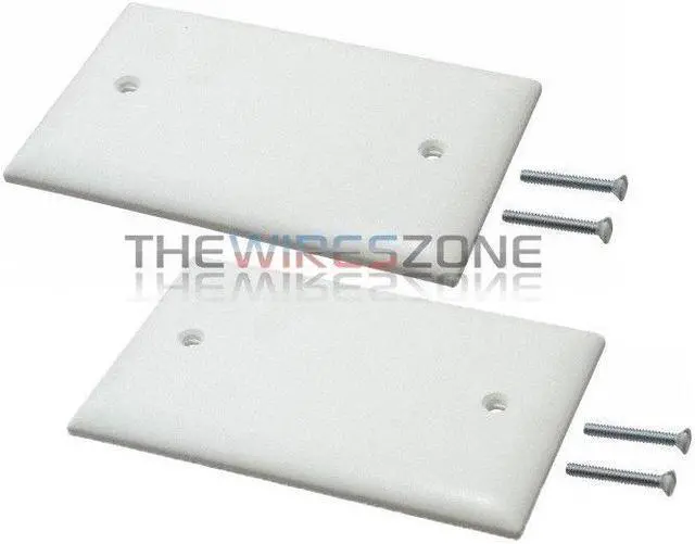 Alt view image 3 of 3 - Single Gang Plastic White Electric Box Blank Face Wall Plate Cover (2/pk) 1-Gang