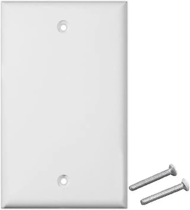Alt view image 5 of 5 - Single Gang Plastic White Electric Box Blank Face Wall Plate Cover (1/pk) 1-Gang