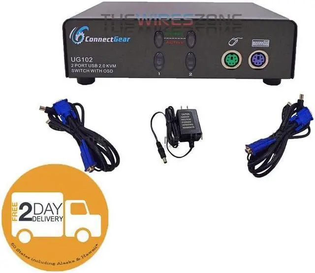 Alt view image 7 of 7 - ConnectGear UG102 2-Port Audio KVM Switch
