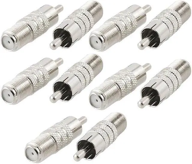 Alt view image 4 of 4 - Coaxial Audio/Video F-Type Female to RCA Male RF Plug Adapter Connector (10/pk)