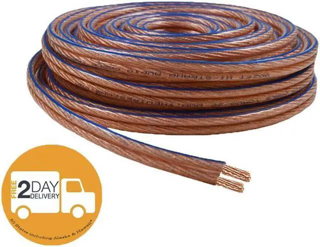 Alt view image 3 of 5 - Car Home Audio Speaker Wire Transparent Clear Cable 10AWG 100ft 10/2 Gauge