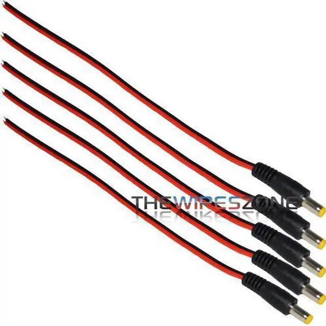 Alt view image 4 of 5 - 530113 12 Volt 8.5" inch DC Male Plug Power Pigtail for CCTV Cameras (5/pk) 12V