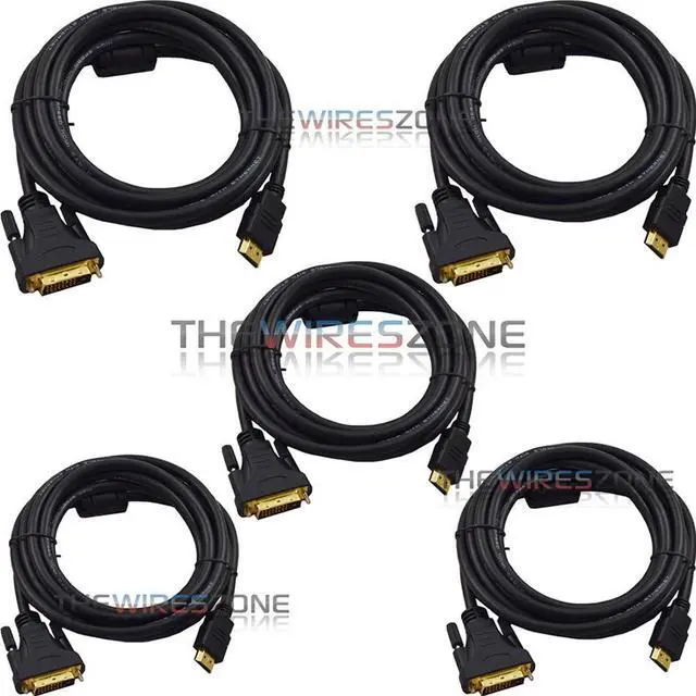 Alt view image 3 of 3 - Premium 14ft HDMI Male to DVI Male Gold Adapter Cable HDTV 1080p LED LCD (5/pk)