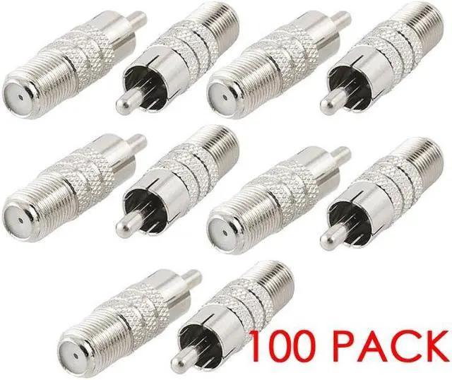 Alt view image 5 of 6 - Coaxial Audio/Video F-Type Female to RCA Male RF Plug Adapter Connector (100/pk)