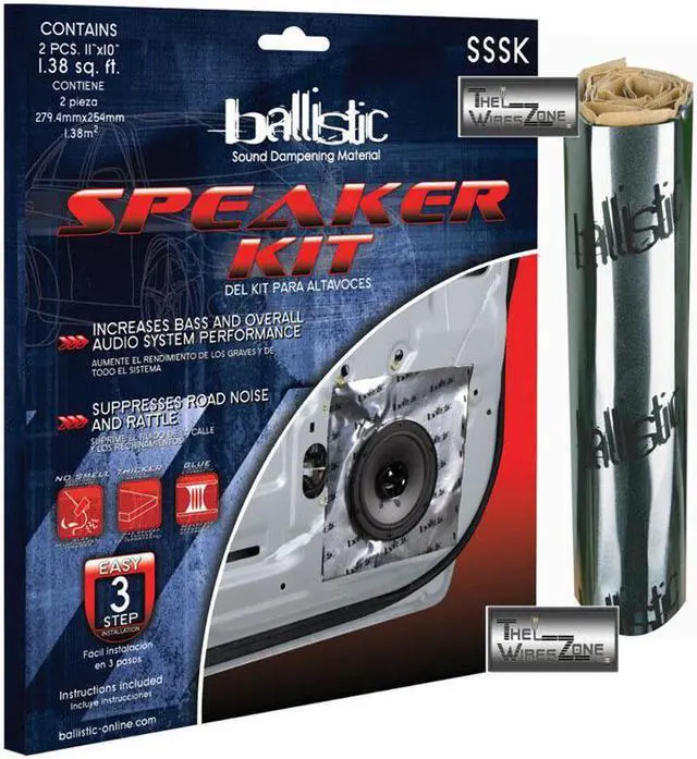 Alt view image 2 of 2 - Ballistic SSSK 2 Pieces (10"x 10") Speaker Kit Sound Dampening 10x10