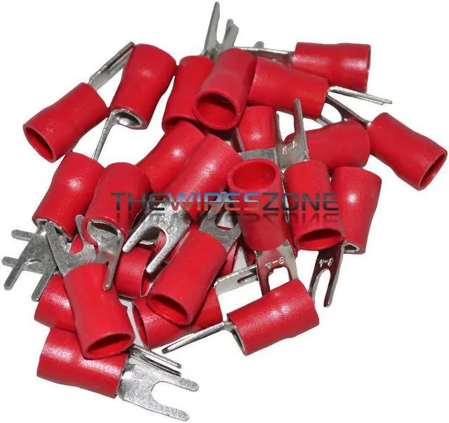 Alt view image 2 of 2 - The Install Bay RVST88 Red Vinyl 8 Gauge #8 Spade Terminal Connector (25/pack)