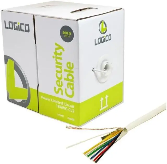 Alt view image 4 of 9 - 18 Gauge 6 Conductor 18/6 AWG CL2 Stranded Shielded White 500' ft Security Cable
