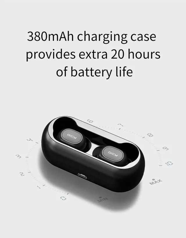 Alt view image 5 of 7 - QCY T1 TWS Dual Bluetooth 5.0 Earphones with Mic Charging Box Noise Reduction - Black