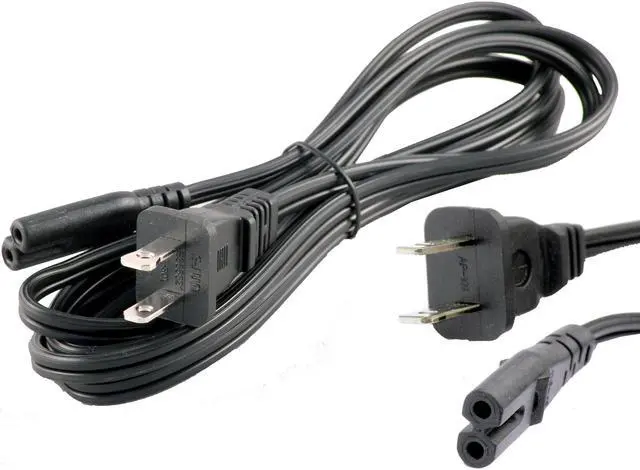 Main image of iTEKIRO 4 ft 2-Prong AC Power Cord for laptops, VCRs; NEMA 1-15P Male to IEC320 C7 Female (2-Slot Plug); Non-Polarized
