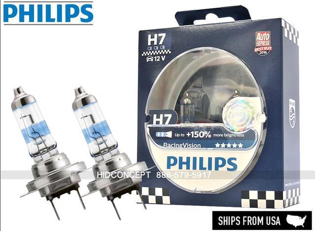 New! Authentic Philips Racing Vision H7 +150% 12972RVS2 Halogen Headlight  bulbs 