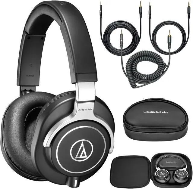 Alt view image 4 of 20 - Audio Technica ATH-M70X Pro Monitor Closed Studio Headphones + CASE