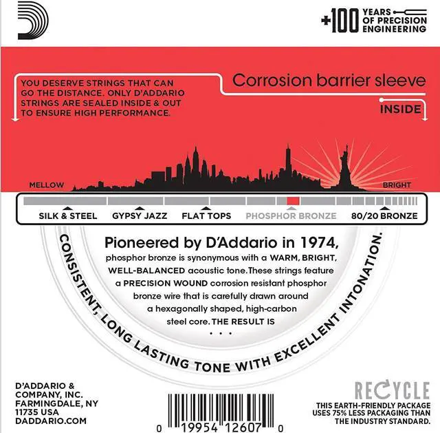 Alt view image 3 of 14 - D'Addario EJ17 Acoustic Guitar Strings - Medium - 3 Pack