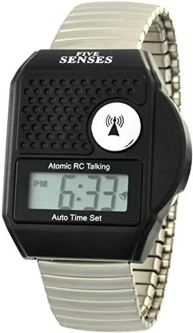 Main image of Atomic Top Button English Talking watch for Seniors Blind Men Women - Talking Loud Sound Talking Clock Gift for Visually Impaired - for UK and USA User only - Model 1095 - Metal Elastic Band