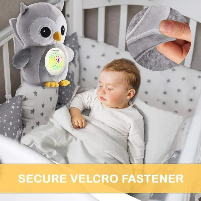 Alt view image 3 of 7 - ZooPond Owl Baby Night Light and Sound Machine, Crib Toys with Music and Lights, Infant Sleep Aid, White Noise Machine for Baby (Gray)