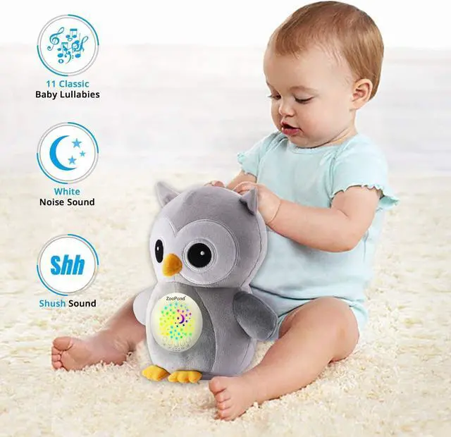 Alt view image 4 of 7 - ZooPond Owl Baby Night Light and Sound Machine, Crib Toys with Music and Lights, Infant Sleep Aid, White Noise Machine for Baby (Gray)