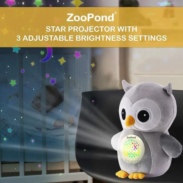 Alt view image 7 of 7 - ZooPond Owl Baby Night Light and Sound Machine, Crib Toys with Music and Lights, Infant Sleep Aid, White Noise Machine for Baby (Gray)