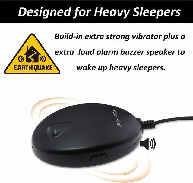 Alt view image 4 of 7 - CoolFire Wooden Vibrating Alarm Clock for Heavy Sleepers Adults, Loud Alarm Clock for Heavy Sleepers, Bed Shaker Alarm Clock, Smart Alarm Clock, Digital Alarm Clock, Bedroom Decorations (Black)