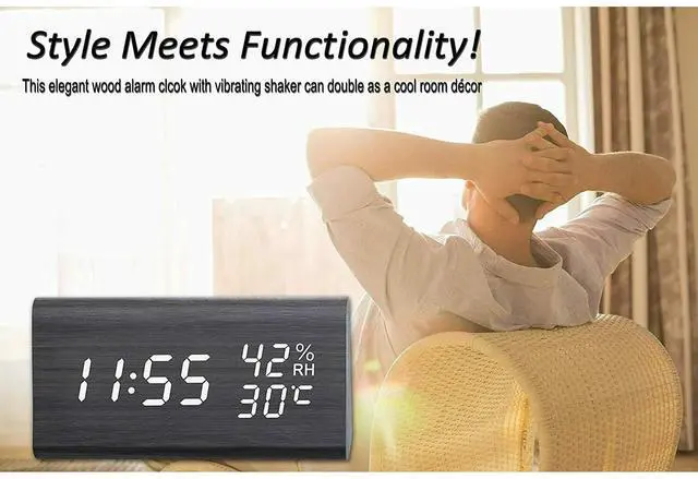 Alt view image 7 of 7 - Maximal Power Wooden Vibrating Alarm Clock for Heavy Sleepers Adults, Loud Alarm Clock for Heavy Sleepers, Bed Shaker Alarm Clock, Smart Alarm Clock, Digital Alarm Clock, Bedroom Decorations (Pink)