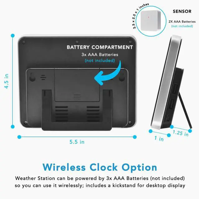 Alt view image 4 of 7 - Maximal Power Smart Digital Clock Color LCD Barometric Hygrometer Weather Station Forecast Moon Phases for Home Decor Indoor Outdoor - Clock AN0814