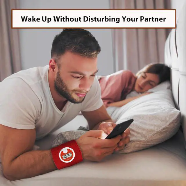 Alt view image 4 of 6 - Maximal Power Vibrating Alarm Sweatband, Silent Wake Yourself Up Wristband Vibrating Alarm Watch for Couples, Students, Easy to Set on User-Friendly App, Hearing Impaired, USB Chargeable (Red)