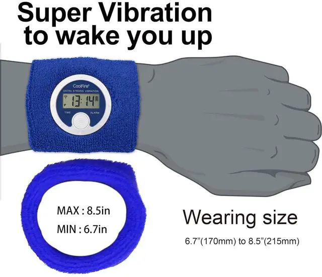 Alt view image 3 of 6 - Maximal Power Vibrating Alarm Sweatband, Silent Wake Yourself Up Wristband Vibrating Alarm Watch for Couples, Students, Easy to Set on User-Friendly App, Hearing Impaired, USB Chargeable (Red)