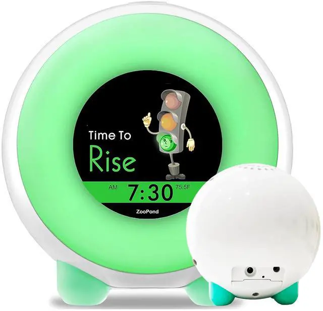 Alt view image 2 of 7 - Maximal Power Full-Color Mobile Display Alarm Clock for Kids, Kids Alarm Clock, Kids Night Light, Ok to Wake Clock, Wake Up Light, Toddler Clock GRO Clock Z06E (Green base, AC Plug)