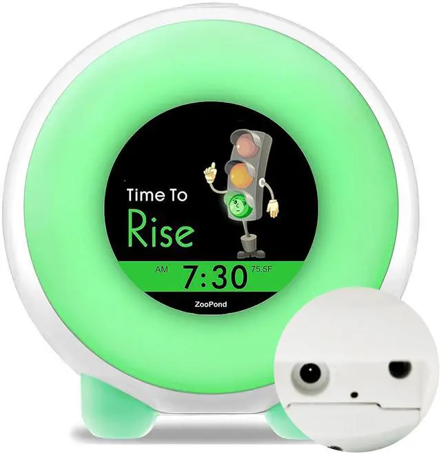 Main image of Maximal Power Full-Color Mobile Display Alarm Clock for Kids, Kids Alarm Clock, Kids Night Light, Ok to Wake Clock, Wake Up Light, Toddler Clock GRO Clock Z06E (Green base, AC Plug)