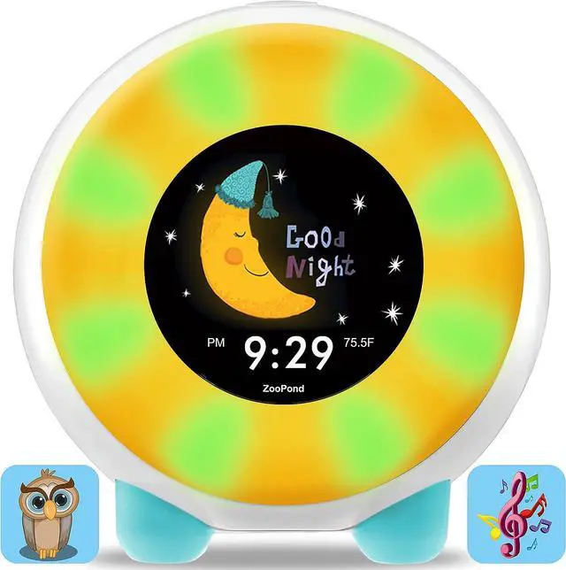 Alt view image 6 of 7 - Maximal Power Full-Color Mobile Display Alarm Clock for Kids, Kids Alarm Clock, Kids Night Light, Ok to Wake Clock, Wake Up Light, Toddler Clock GRO Clock Z06E (Green base, AC Plug)