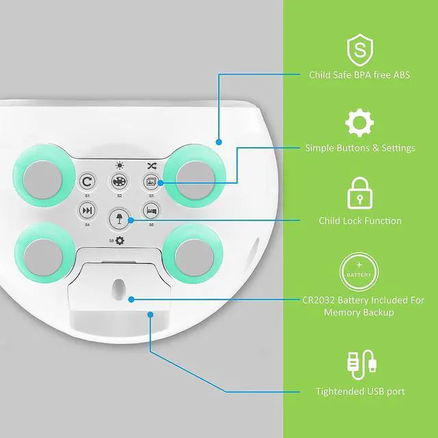 Alt view image 4 of 7 - Maximal Power Full-Color Mobile Display Alarm Clock for Kids, Kids Alarm Clock, Kids Night Light, Ok to Wake Clock, Wake Up Light, Toddler Clock GRO Clock Z06E (Green base, AC Plug)