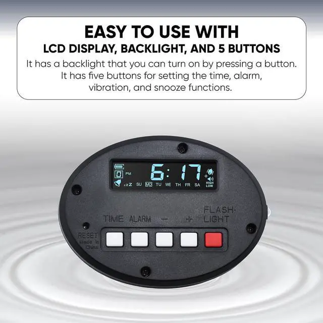 Alt view image 4 of 6 - Maximal Power Vibrating Alarm Clock for Heavy Sleepers Adults and Teenagers with LCD Time Display - The Ultimate Wake-Up Solution for Heavy Sleepers, Travelers & Hearing Impaired- VB01B