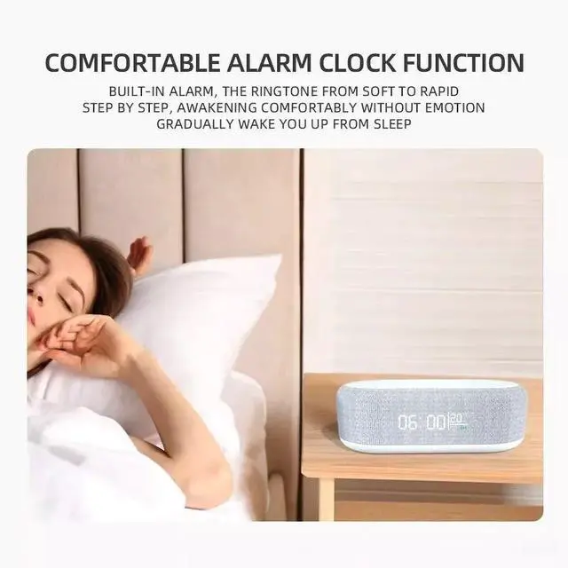 Alt view image 3 of 7 - Maximal Power 4 in 1 Multi-Function Alarm Clock Display Wireless Charging for Smartphones Bedside Light (White)