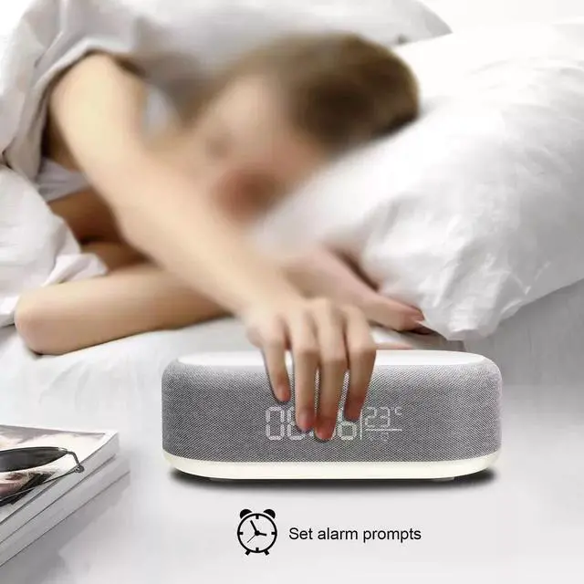 Alt view image 4 of 7 - Maximal Power 4 in 1 Multi-Function Alarm Clock Display Wireless Charging for Smartphones Bedside Light (White)